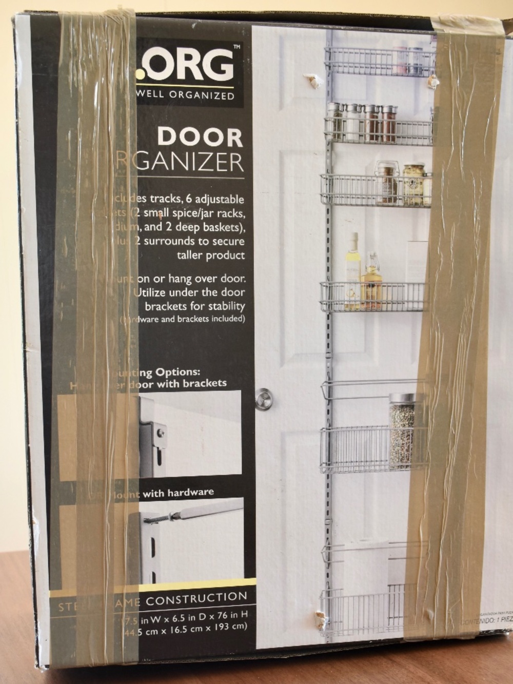 .ORG Premium Steel 6 Shelves Pantry Organizer - Over The Door/Wall Mounted